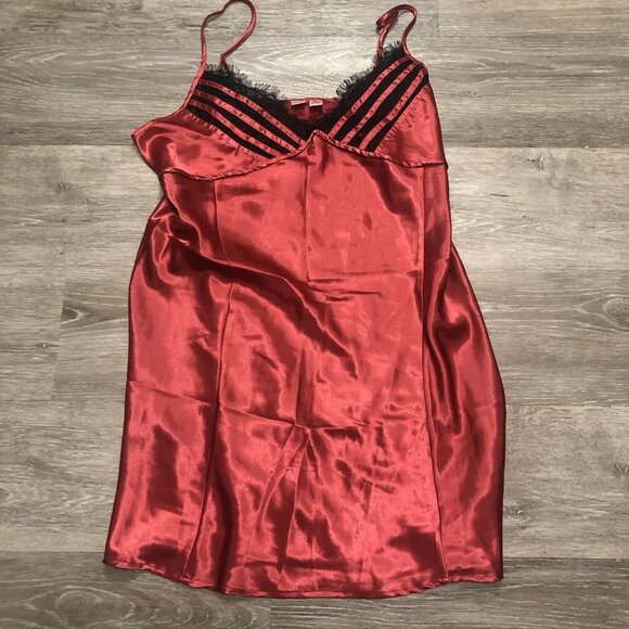 Intimate Secret Womem Size XL Red Black Lace Slip Sleep Camisole Tank Top‎ - Picture 1 of 5
